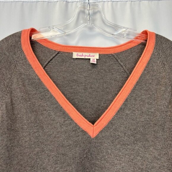 Fresh Produce Womens Tunic Sweater Brown Coral Heathered Long Sleeve V Neck S/M - Picture 3 of 11